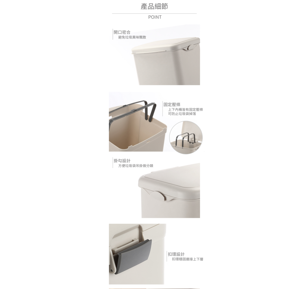 KEYWAY聯府PW40 台北四分類垃圾桶/台灣製/資源回收分類上下20L/-細節圖4