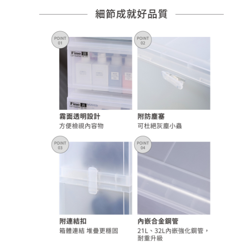 聯府KEYWAY FINE 抽屜式整理箱 無印LF1701 LF3401 LF5101 MLF01-細節圖4