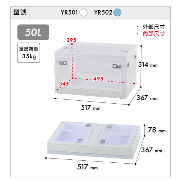 KEYWAY 聯府 經典五開式摺疊收納箱 YR501 YR502 YR771 YR772 露營 換季收納-細節圖8