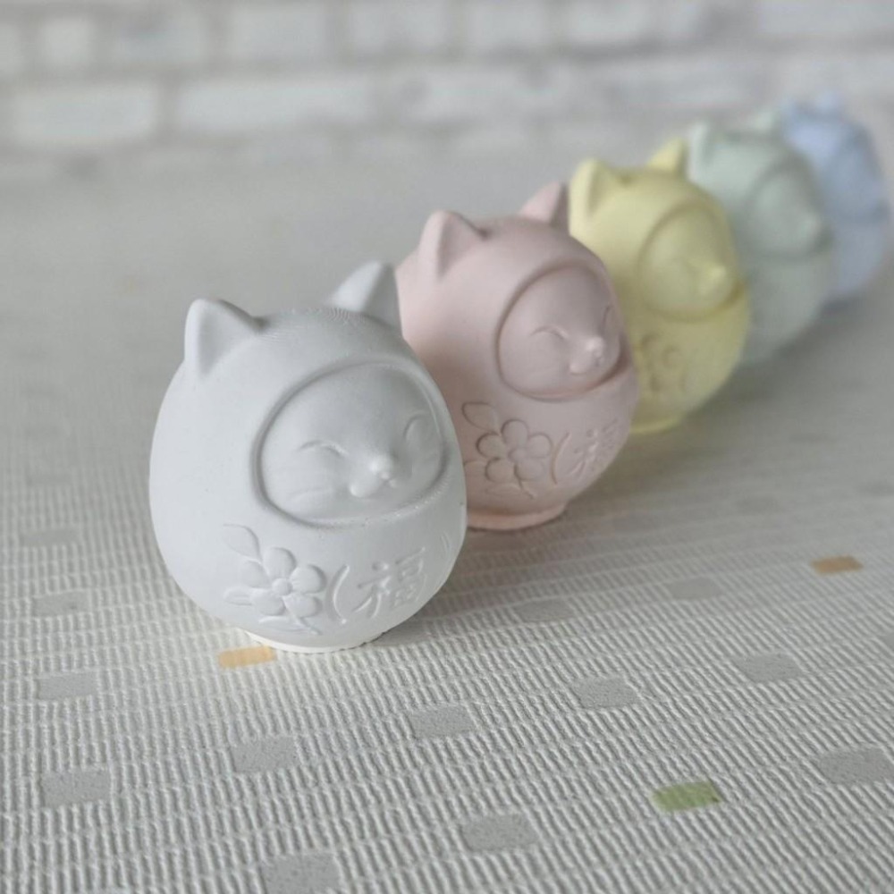 貓魚手作｜5色 貓達摩擴香石 附小貓掌 萌萌福氣貓 貓擴香石 石膏擺件 擴香石膏 香薰石膏 送禮 招財小物-細節圖2