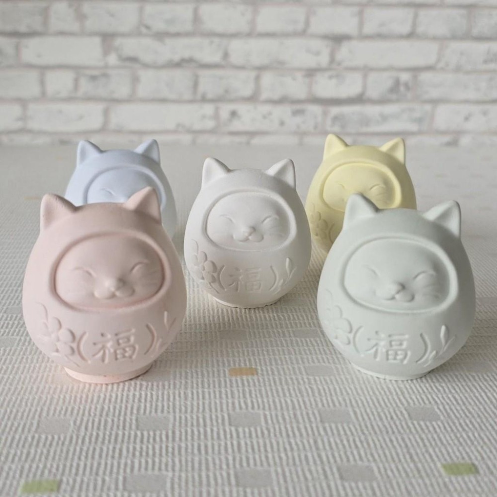 貓魚手作｜5色 貓達摩擴香石 附小貓掌 萌萌福氣貓 貓擴香石 石膏擺件 擴香石膏 香薰石膏 送禮 招財小物-細節圖3