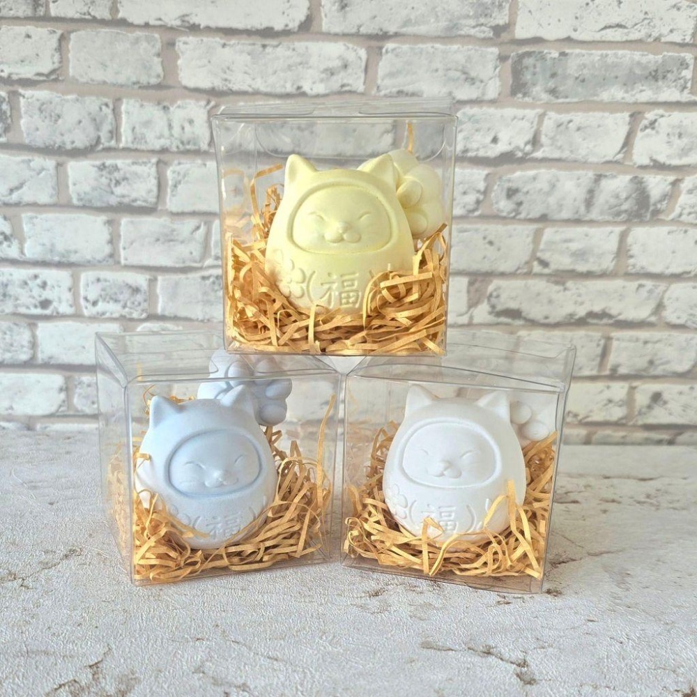 貓魚手作｜5色 貓達摩擴香石 附小貓掌 萌萌福氣貓 貓擴香石 石膏擺件 擴香石膏 香薰石膏 送禮 招財小物-細節圖5