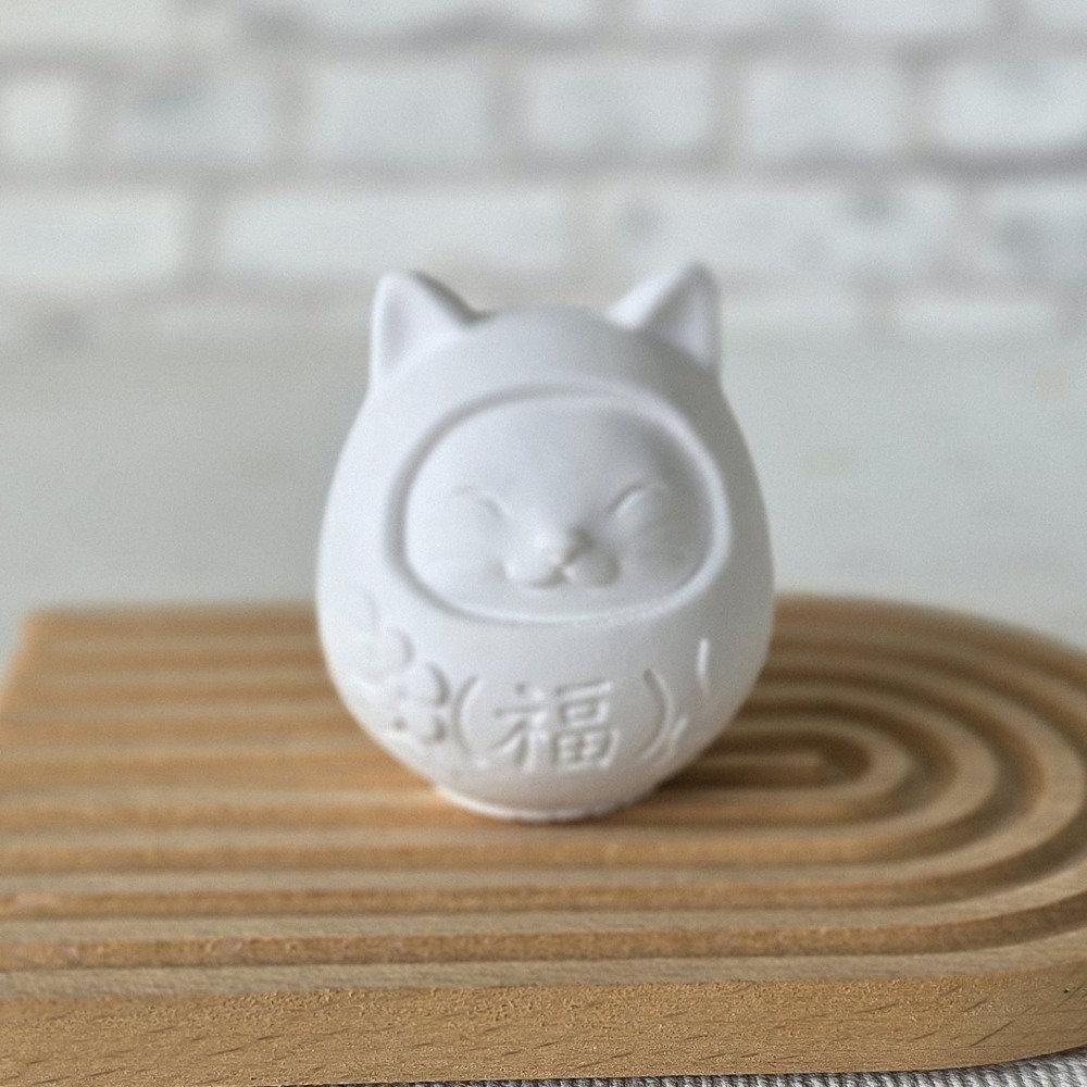 貓魚手作｜5色 貓達摩擴香石 附小貓掌 萌萌福氣貓 貓擴香石 石膏擺件 擴香石膏 香薰石膏 送禮 招財小物-規格圖3