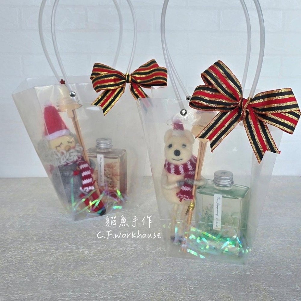 貓魚手作｜限量 聖誕擴香瓶禮盒 擴香瓶提袋 送禮首選 交換禮物 聖誕老人娃娃 北極熊 聖誕松鼠 擴香石 附小卡 LED燈-細節圖5