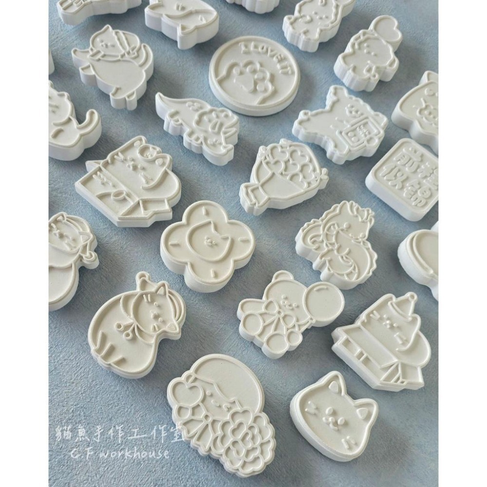 貓魚手作｜多款擴香石 DIY上色 描線擴香石 造型石膏 彩繪白胚 白色石膏 素胚 白模 車用出風口夾 手作材料 半成品-細節圖2