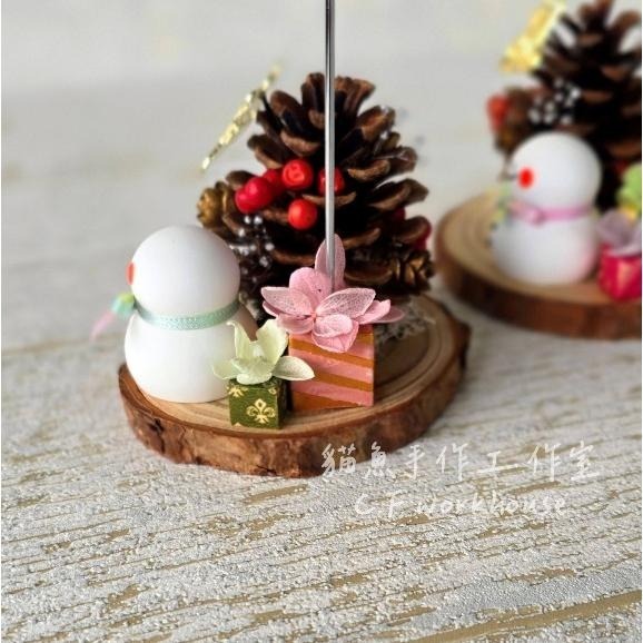 貓魚手作｜森林角落名片夾 聖誕節 擴香石 桌上擺件 迷你松果聖誕樹 雪人擴香石 送禮首選-細節圖4