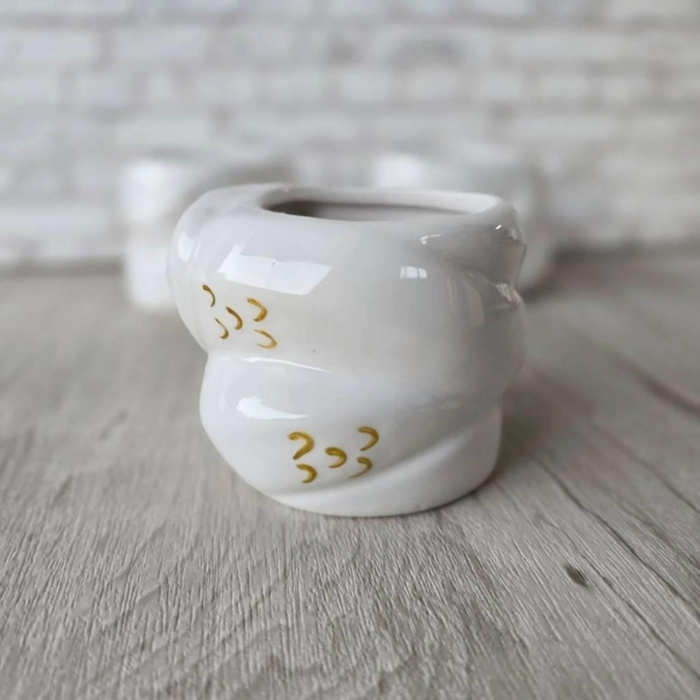 貓魚手作| 十二生肖區 蛇年 大白蛇花盆 節日花器 陶瓷 日本花器 多肉盆栽 Greenhouse-細節圖3