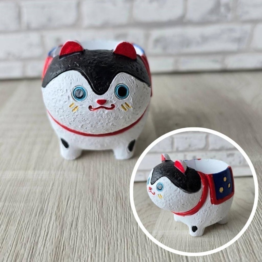 貓魚手作|鏡餅 招財貓 犬張子花盆 民俗吉祥物 日本花器 迷你花盆 多肉盆栽 Greenhouse-細節圖5