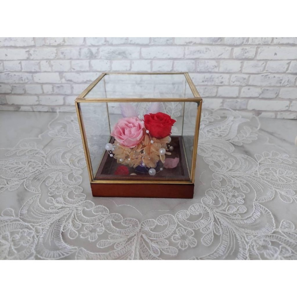 貓魚手作｜獨家設計 一起久久花禮盒🌹永生玫瑰玻璃盒 不凋玫瑰 玫瑰花禮 情人節禮物 母親節 僅一個-細節圖2
