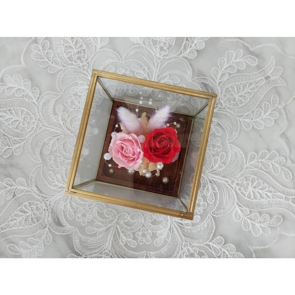 貓魚手作｜獨家設計 一起久久花禮盒🌹永生玫瑰玻璃盒 不凋玫瑰 玫瑰花禮 情人節禮物 母親節 僅一個-細節圖3