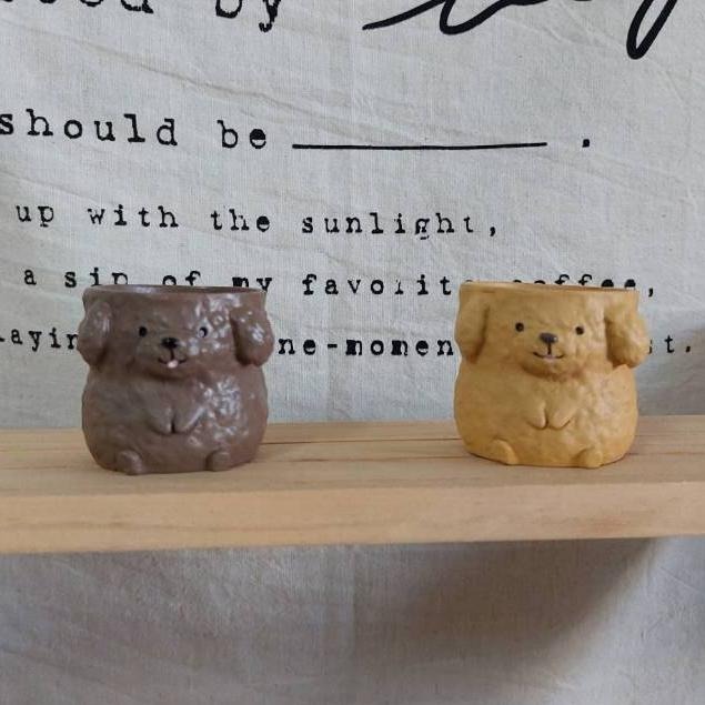 貓魚手作|狗狗區 柴犬花盆 貴賓狗 法鬥犬 巴哥犬 臘腸犬 博美狗 吉娃娃 日本花器 迷你花盆 多肉盆栽-細節圖3