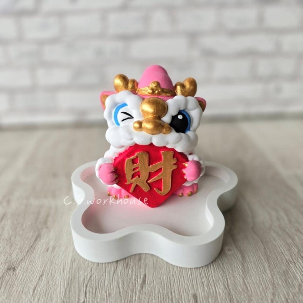 貓魚手作｜招財納福獅擺座 醒獅擴香石 可客製化顏色 開幕送禮 新年 店家擺飾-細節圖2