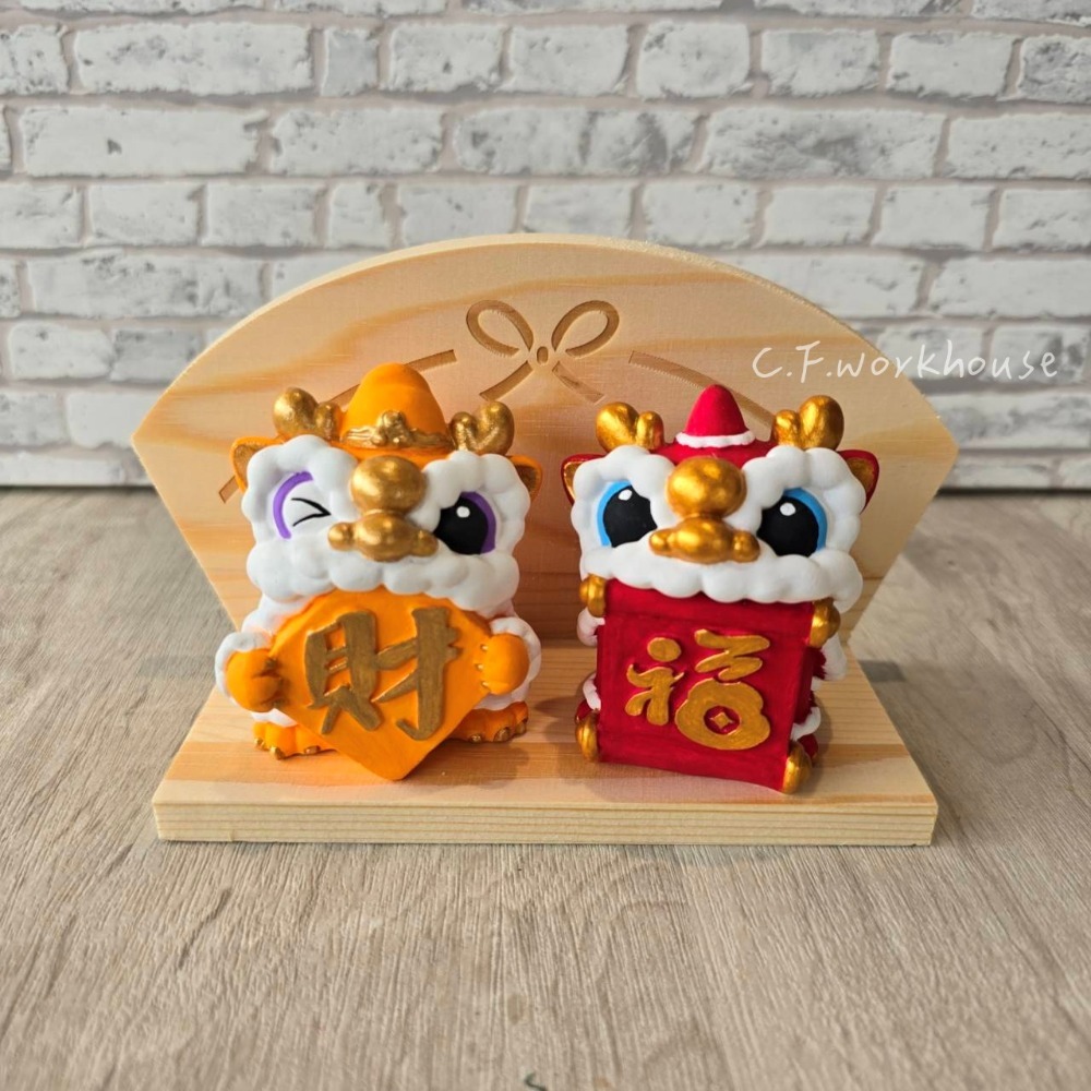 貓魚手作｜招財納福獅擺座 醒獅擴香石 可客製化顏色 開幕送禮 新年 店家擺飾-規格圖5