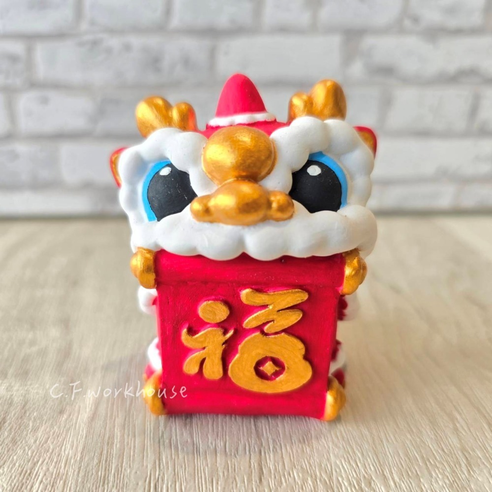貓魚手作｜招財納福獅擺座 醒獅擴香石 可客製化顏色 開幕送禮 新年 店家擺飾-規格圖5