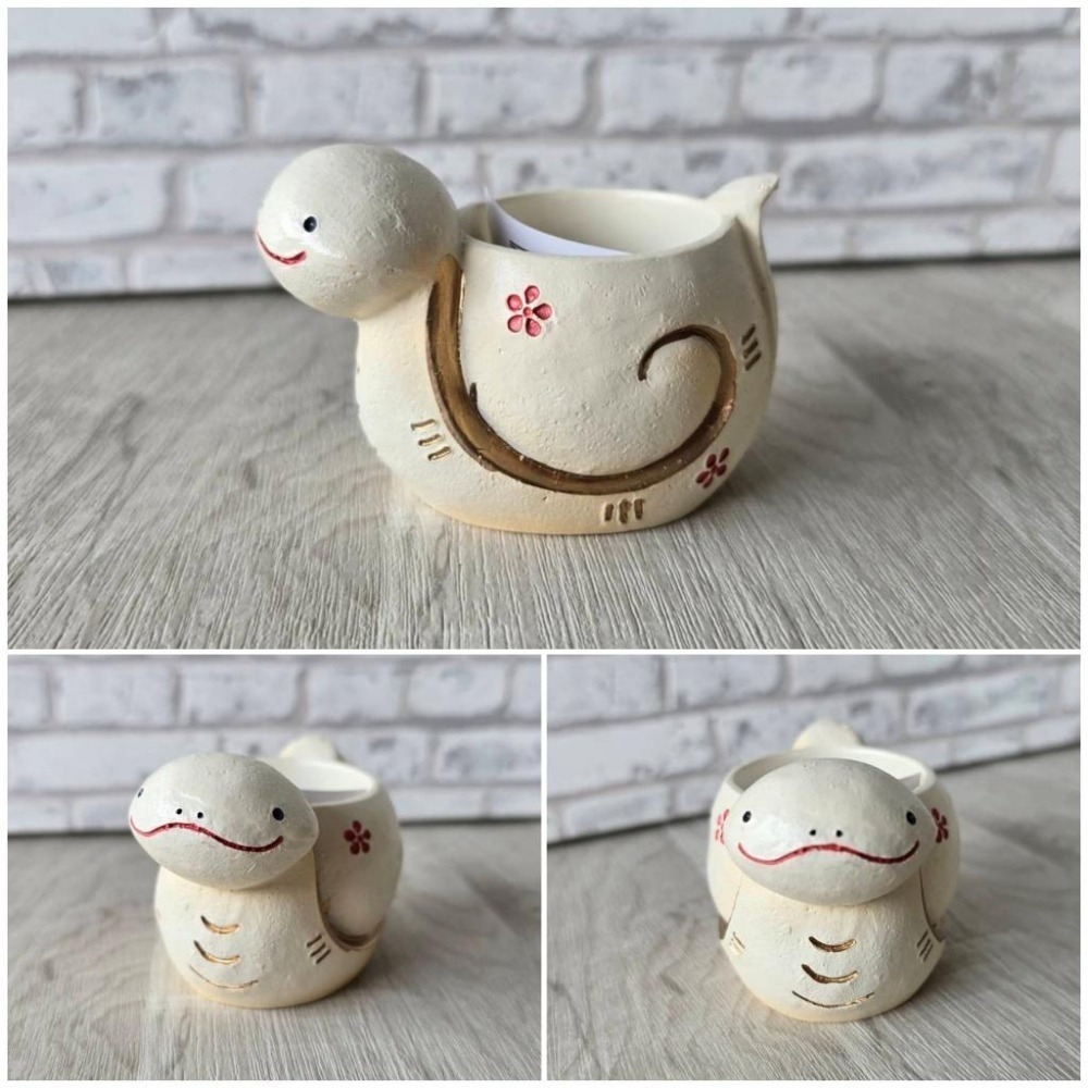 貓魚手作|十二生肖區 白蛇 白兔 粉兔 兔花盆 蛇花盆 生肖花盆 日本花器 迷你花盆 多肉盆栽-細節圖5