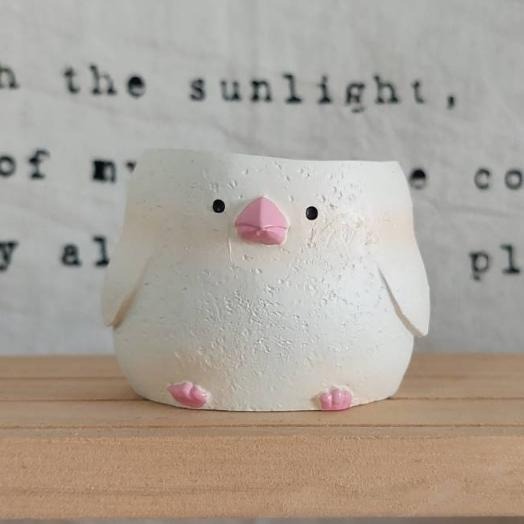 貓魚手作|小鳥區銀尾山雀花盆 貓頭鷹花盆 文鳥花盆  日本花器 迷你花盆 多肉盆栽 Greenhouse-細節圖3