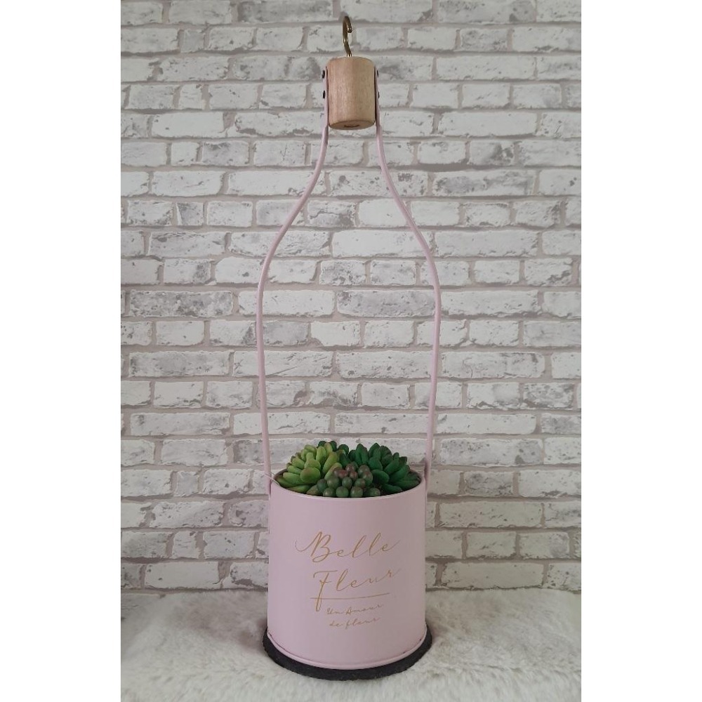 貓魚手作|粉色掛勾提把花盆 園藝植栽 日本花器 迷你花盆 多肉盆栽 Greenhouse-細節圖3