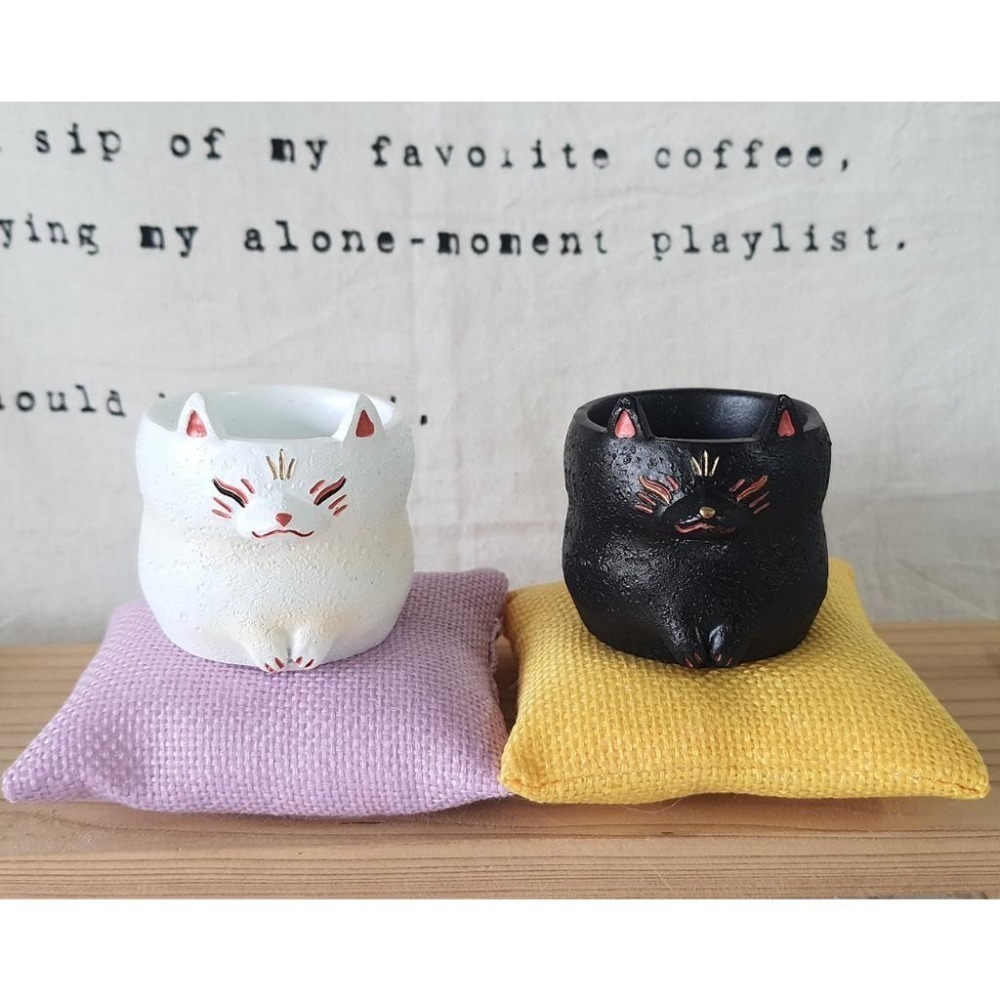 貓魚手作|日本妖怪 妖狐 狛犬 阿瑪比埃 狸貓花盆 日本花器 迷你花盆 多肉盆栽 Greenhouse-細節圖2