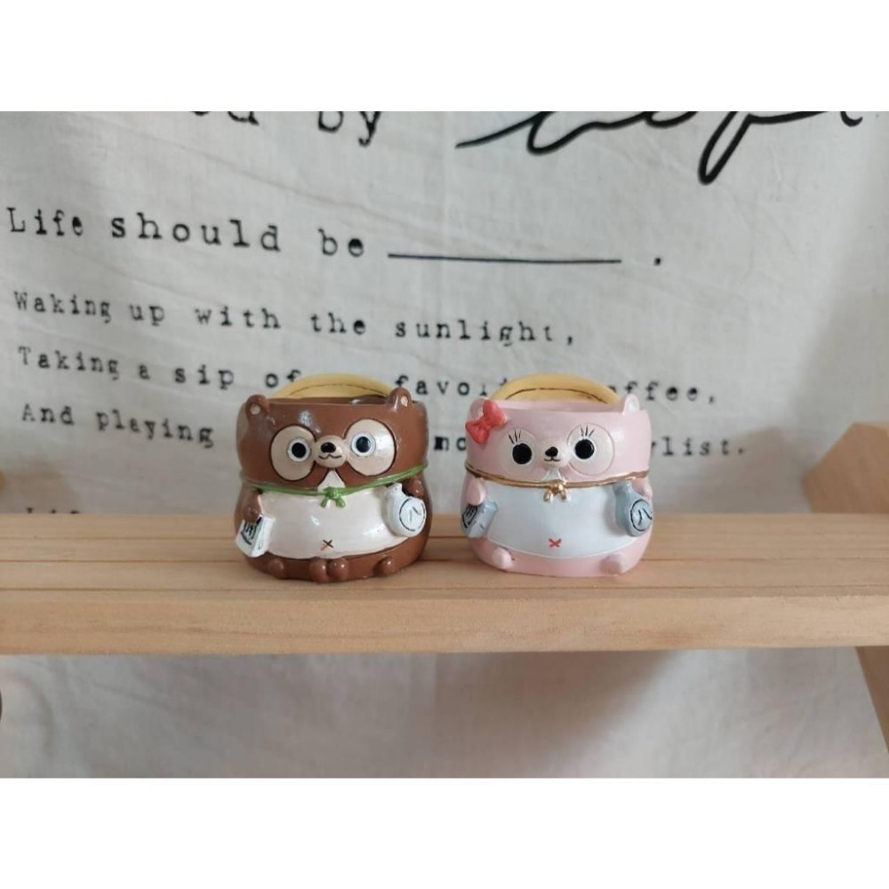 貓魚手作|日本妖怪 妖狐 狛犬 阿瑪比埃 狸貓花盆 日本花器 迷你花盆 多肉盆栽 Greenhouse-細節圖4