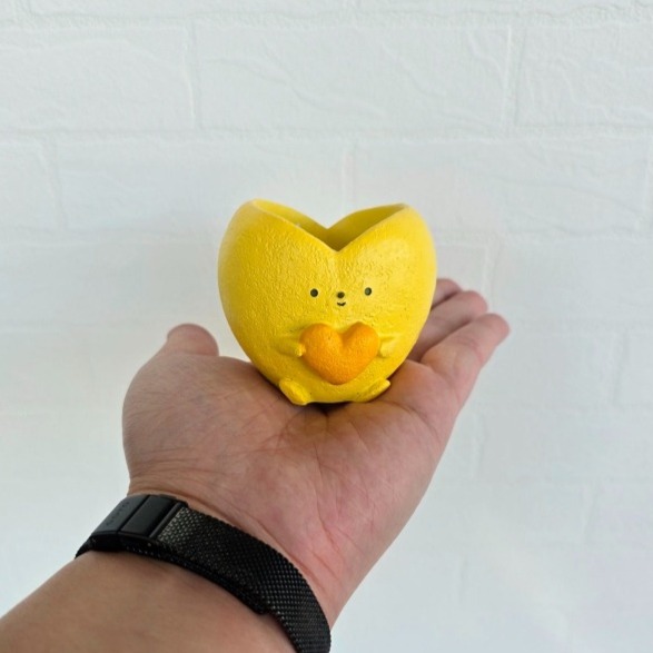 貓魚手作|大心抱小心 愛心人 粉心 黃心 愛心花盆 日本花器 迷你花盆 多肉盆栽 Greenhouse-細節圖5