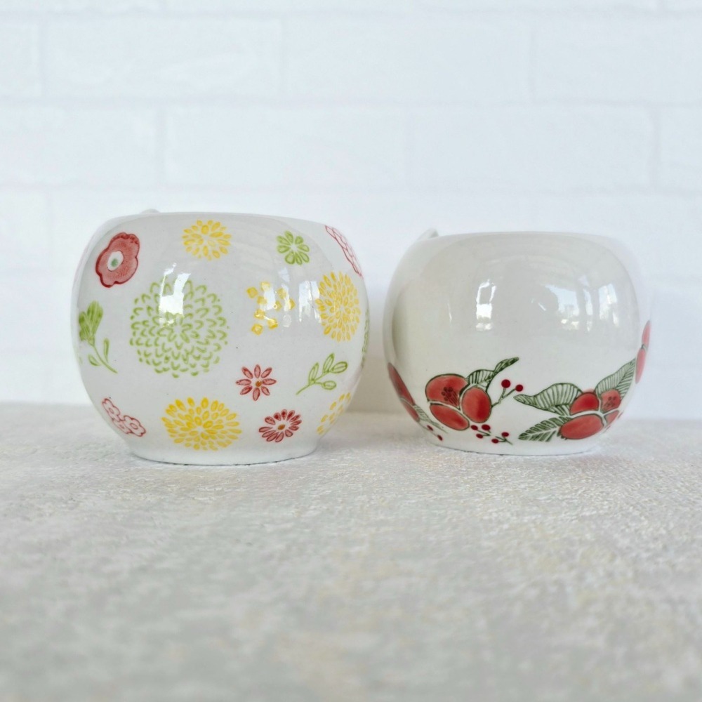 貓魚手作|花貓圓盆 紅色 柔嫩色 瓷盆 貓造型花盆 日本花器 瓷器 花盆 多肉盆栽 Greenhouse-細節圖2