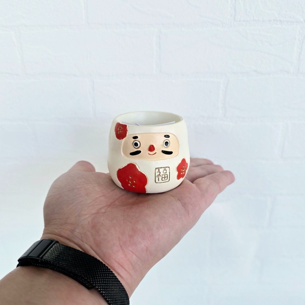 貓魚手作|5色 花達摩 達摩花盆 日本花器 迷你花盆 多肉盆栽 Greenhouse-規格圖8