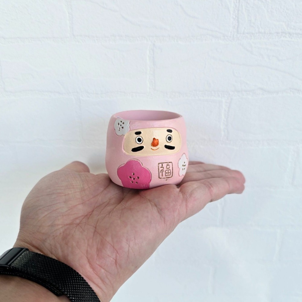 貓魚手作|5色 花達摩 達摩花盆 日本花器 迷你花盆 多肉盆栽 Greenhouse-規格圖8