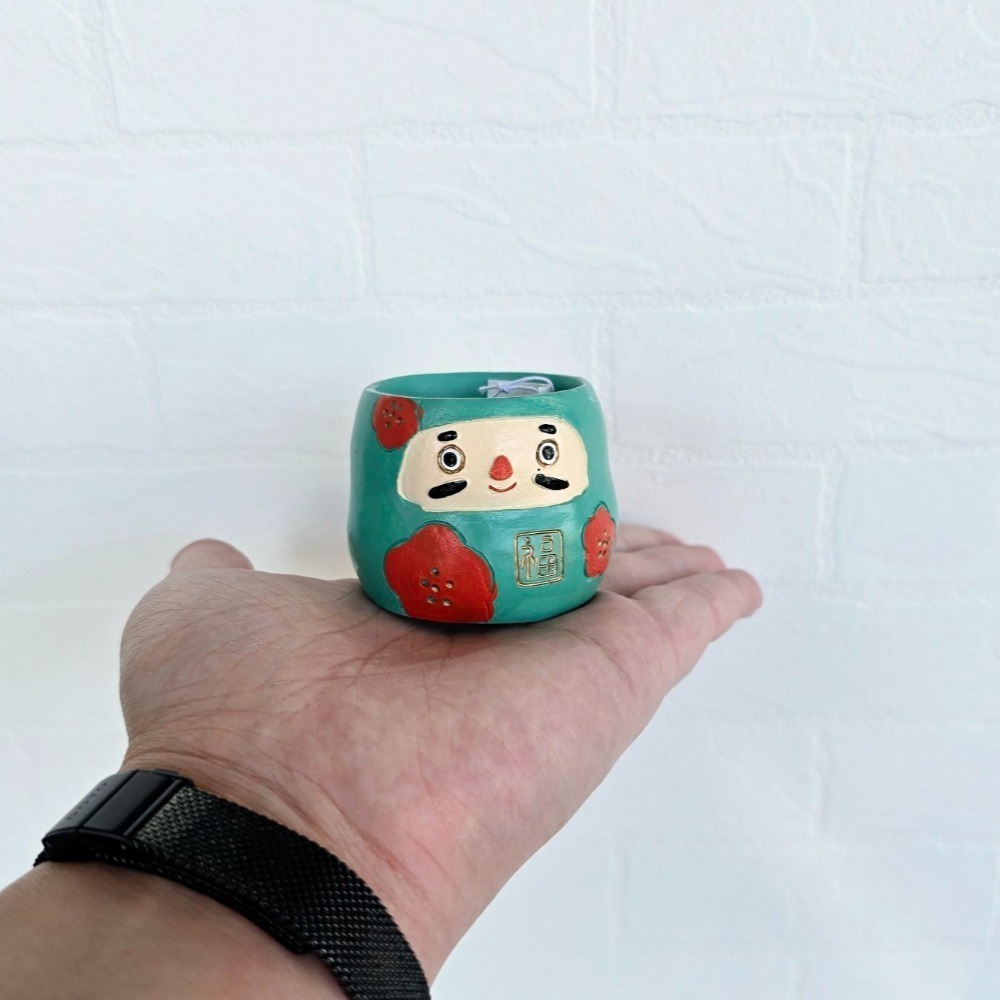 貓魚手作|5色 花達摩 達摩花盆 日本花器 迷你花盆 多肉盆栽 Greenhouse-規格圖8