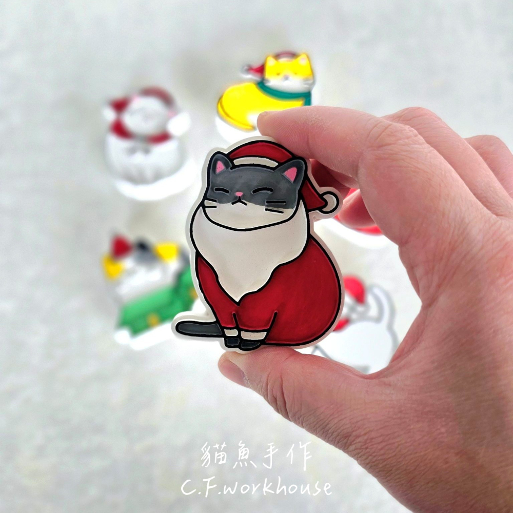 貓魚手作｜單售 6款可選 聖誕貓貓車用夾 磁鐵 PP懸浮盒 擴香石 出風口夾 聖誕禮物 交換禮物首選-細節圖3