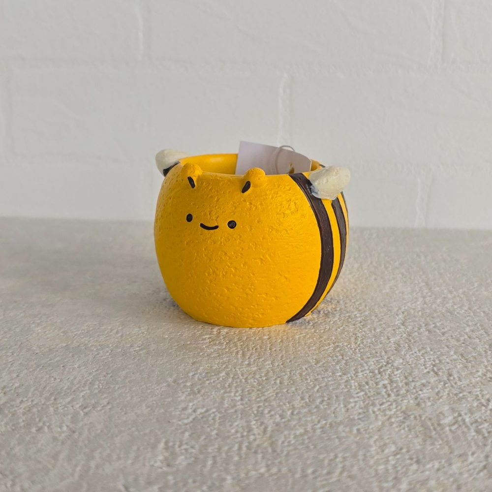 貓魚手作| 圓滾滾蜜蜂 瓦斯桶蜜蜂 日本進口花器 迷你花器 多肉盆栽 Greenhouse-細節圖2