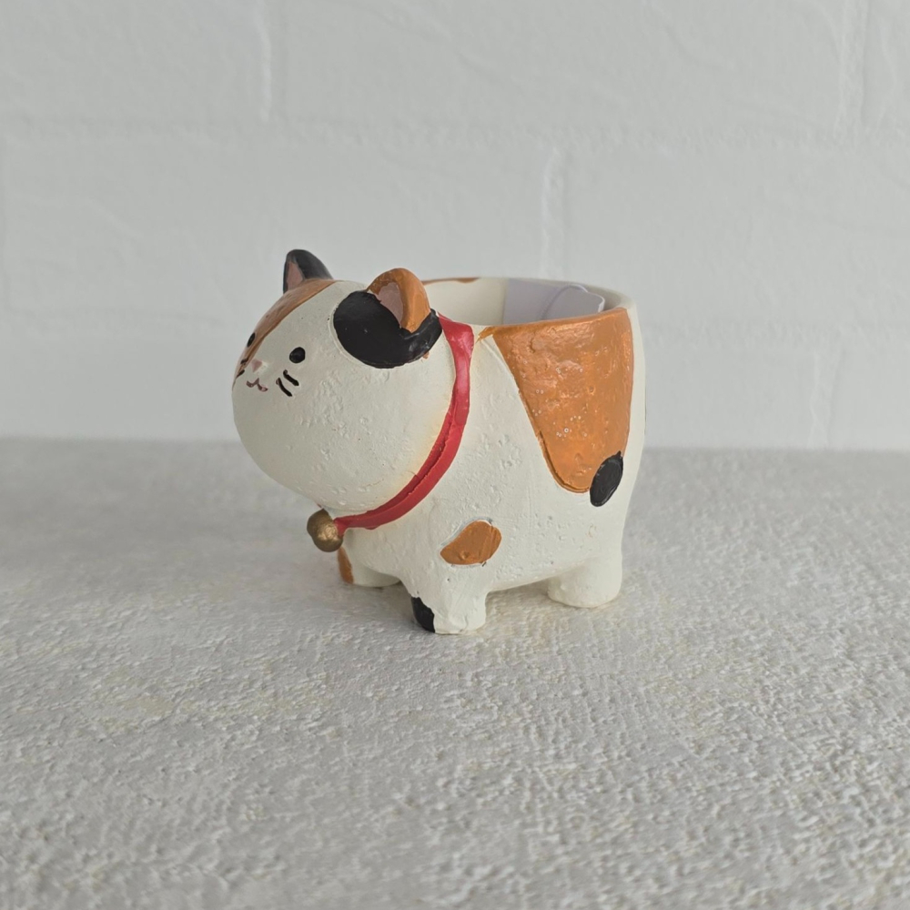 貓魚手作| 圓滾滾三花貓 瓦斯桶貓 日本進口 迷你花器 多肉盆栽 Greenhouse 圓滾滾站立動物-細節圖3