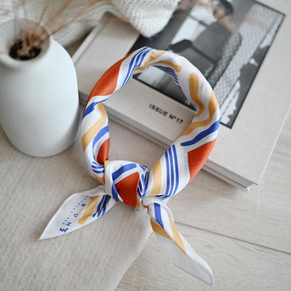 丸丸選品日本帶回日本製手帕IBUH純棉幾何設計圖抽象領巾-細節圖5