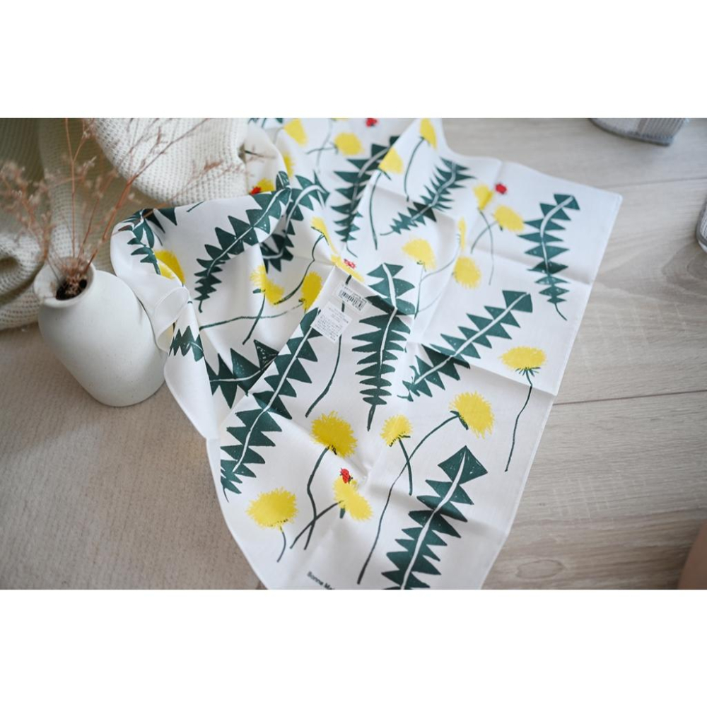 丸丸選品日本帶回日本製手帕bonne maison jp純棉幾何設計圖抽象領巾綠葉設計-細節圖2