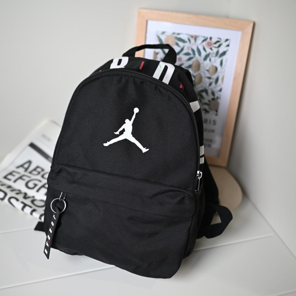 二手NIKE 耐吉 JORDAN喬丹 AIR MINI 經典黑色雙肩小包 多夾層透氣後背包小孩書包時尚包包-細節圖3
