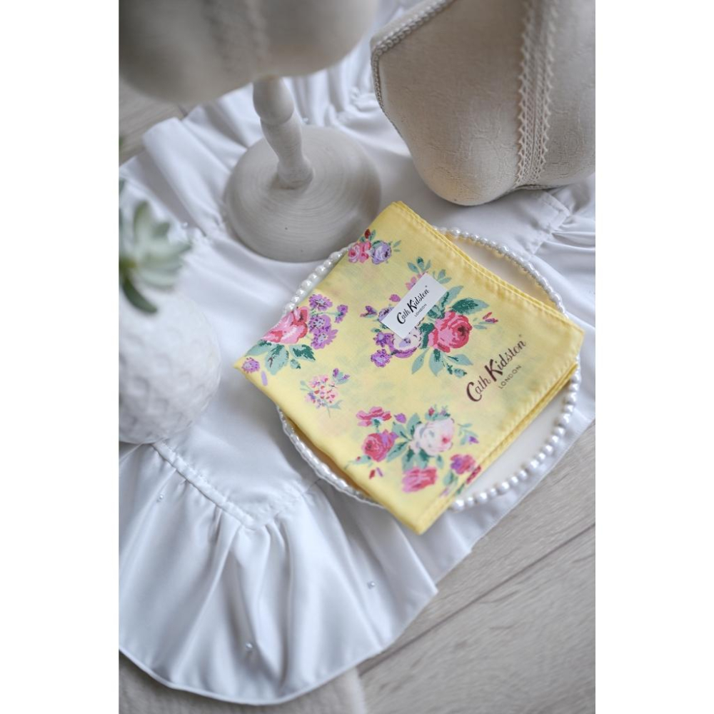 丸丸選品Cath Kidston日本製手帕領巾英國風格黃色花園插畫設計交換禮物穿搭大判-細節圖3