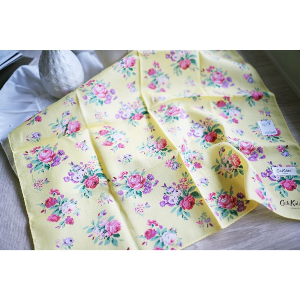丸丸選品Cath Kidston日本製手帕領巾英國風格黃色花園插畫設計交換禮物穿搭大判-細節圖4