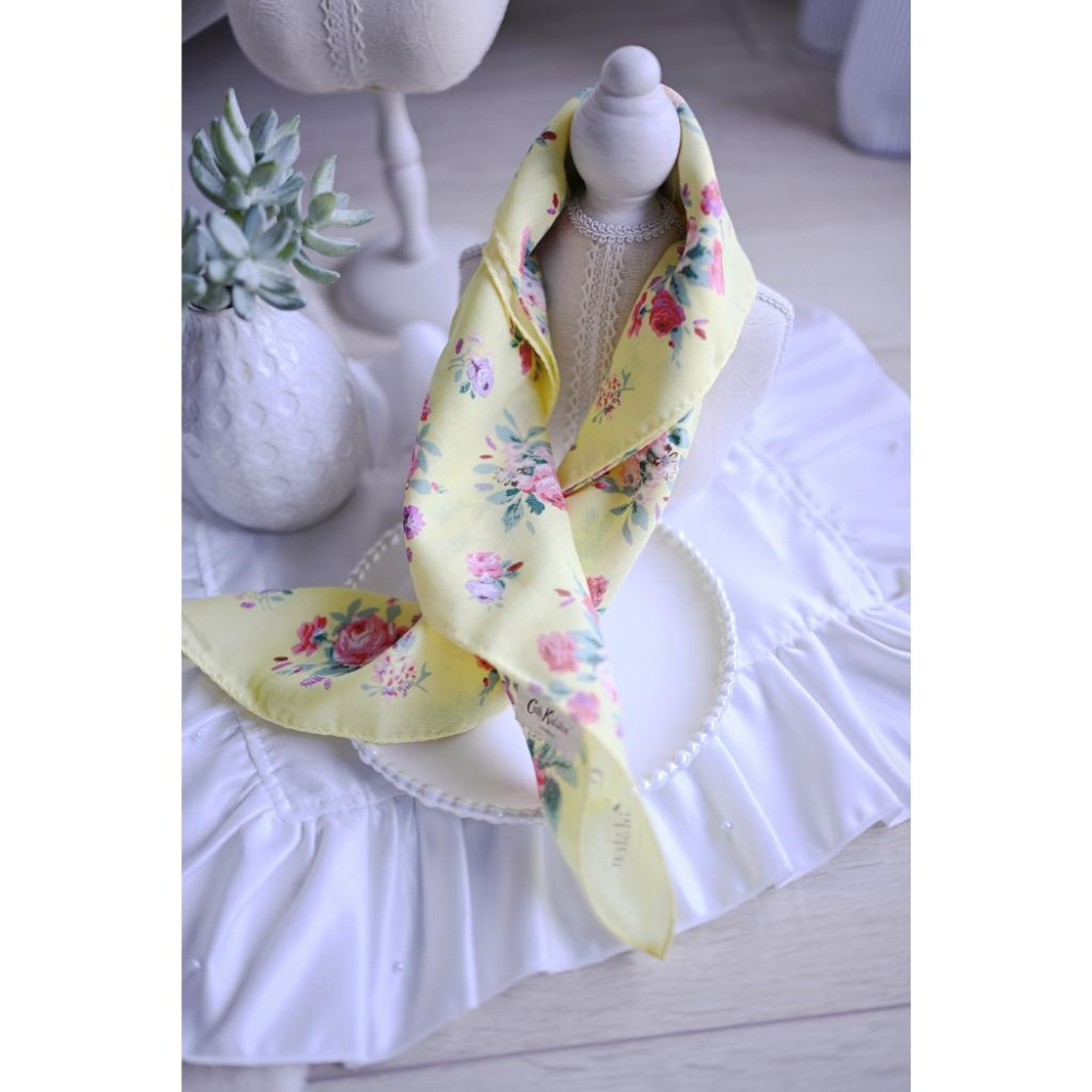 丸丸選品Cath Kidston日本製手帕領巾英國風格黃色花園插畫設計交換禮物穿搭大判-細節圖7