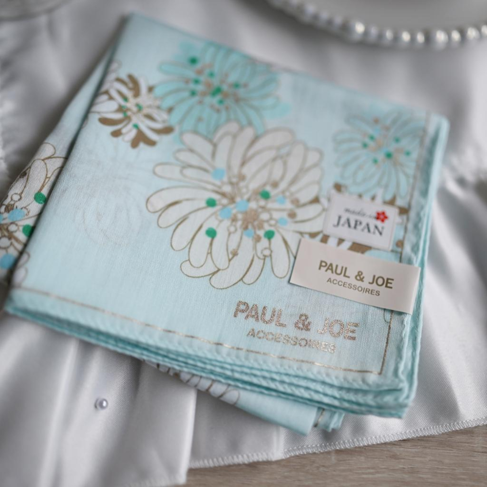 丸丸選品經典PAUL & JOE 花花圖案ACCESSOIRES絲巾手帕領巾交換禮物媽媽情人節-細節圖7