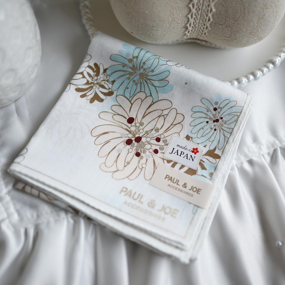 丸丸選品經典PAUL & JOE 花花圖案ACCESSOIRES絲巾手帕領巾交換禮物媽媽情人節-細節圖8