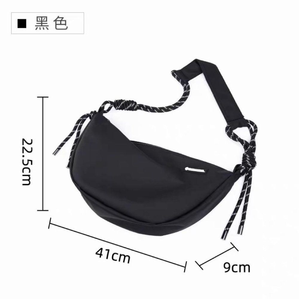 簡約設計繩子黑色尼龍包包鞋背包男生中性款輕量款防潑水隨性款-細節圖8