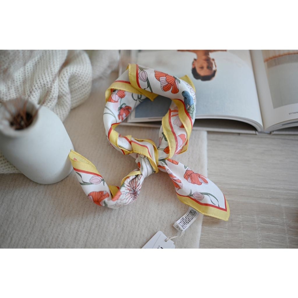 丸丸商店|zakka現貨 FURKA質感花朵手帕方巾純棉日本製日帶回純棉禮物領巾絲巾-細節圖5