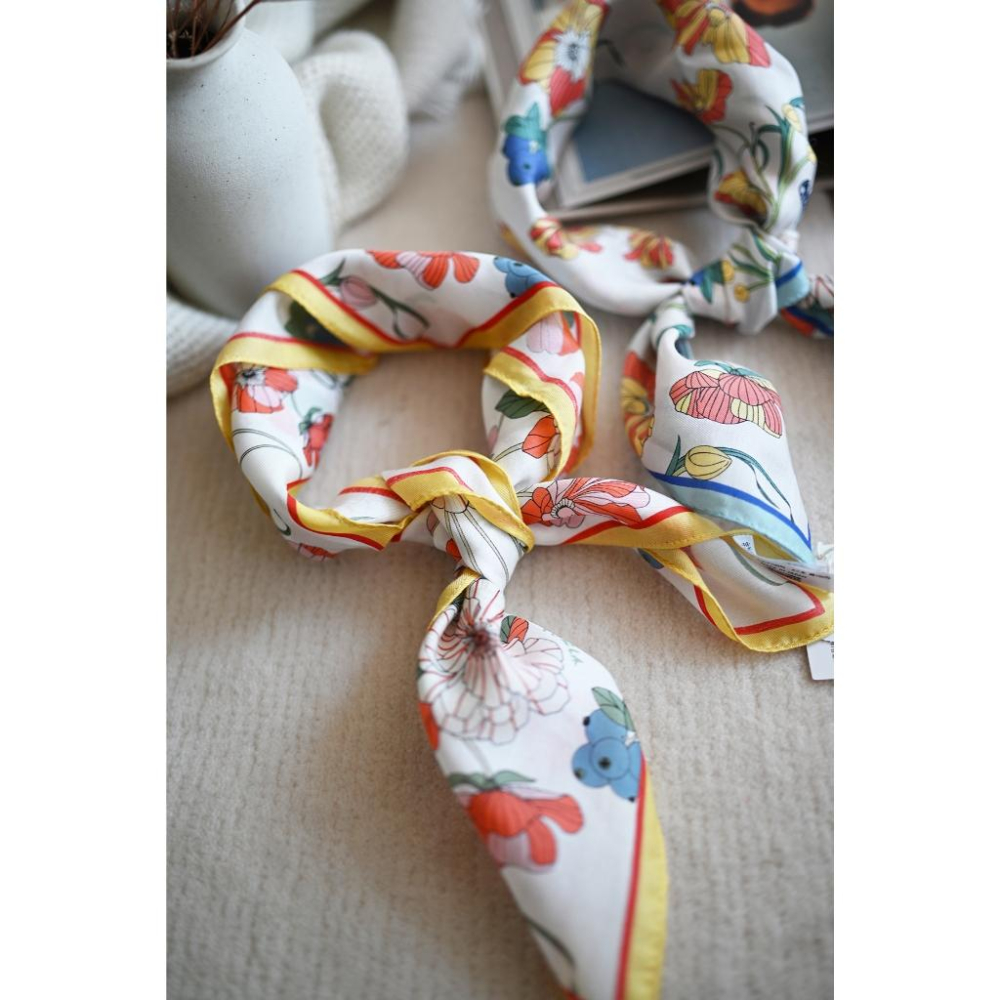 丸丸商店|zakka現貨 FURKA質感花朵手帕方巾純棉日本製日帶回純棉禮物領巾絲巾-細節圖6