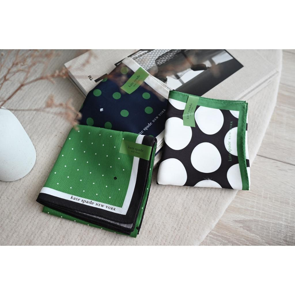 丸丸商店|zakka現貨 日本帶回kate spade手帕絲巾日本製kate spade NEW YORK純棉方巾點點款-細節圖2