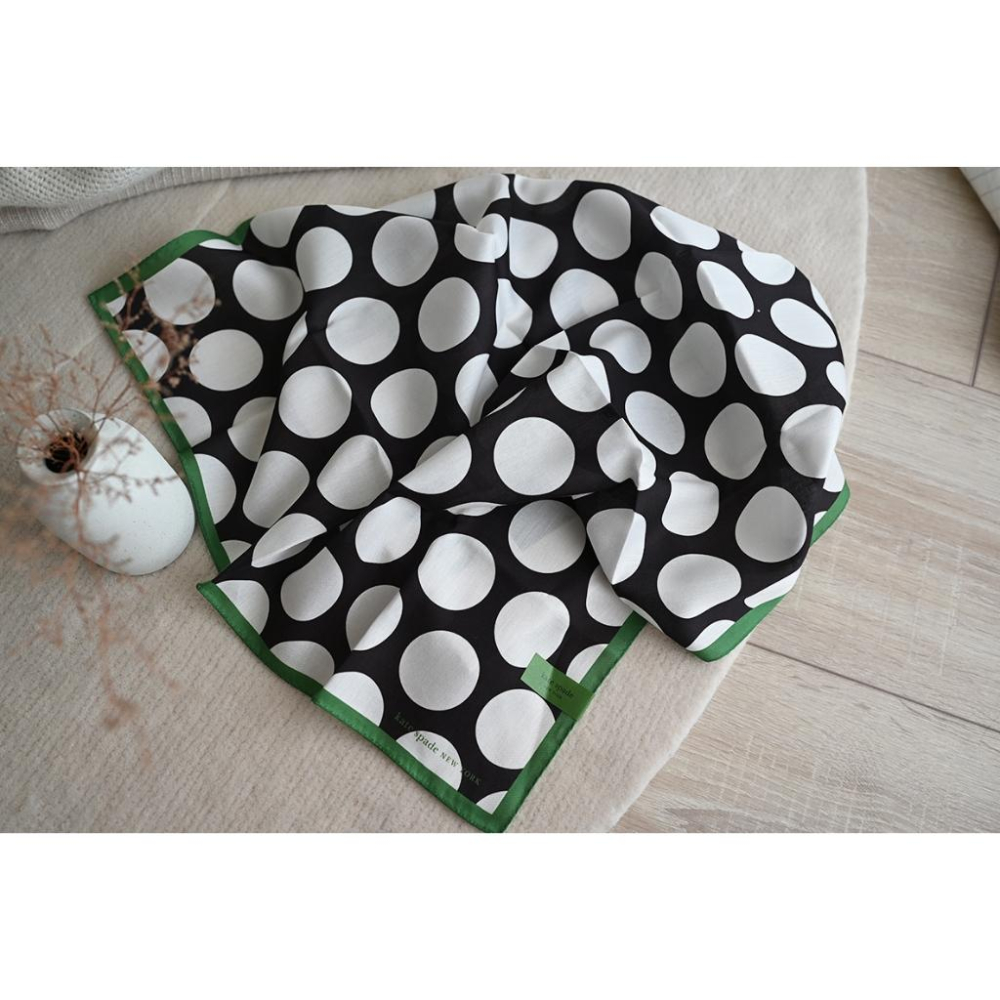 丸丸商店|zakka現貨 日本帶回kate spade手帕絲巾日本製kate spade NEW YORK純棉方巾點點款-細節圖5