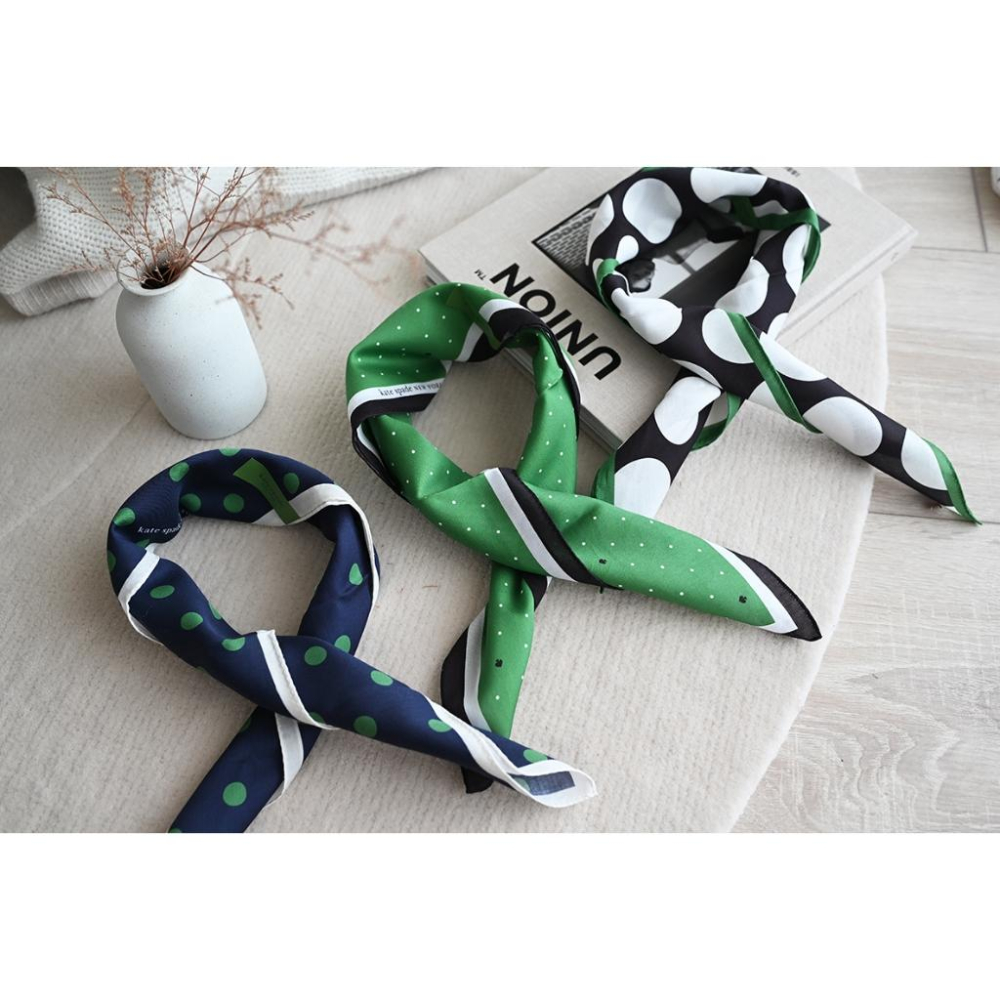 丸丸商店|zakka現貨 日本帶回kate spade手帕絲巾日本製kate spade NEW YORK純棉方巾點點款-細節圖7