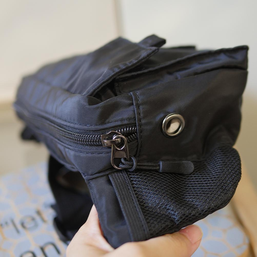 黑色尼龍百搭口袋旅行貼身斜背包胸包夏季型男潮流包包多口袋設計-細節圖5