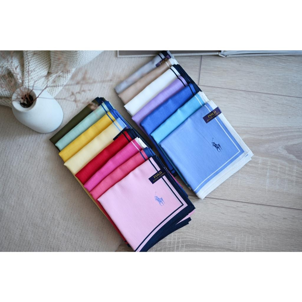 丸丸商店|zakka現貨POLO RALPH LAUREN質感素面日本製手帕方巾純棉日本製日帶回純棉禮物領巾絲巾-細節圖2