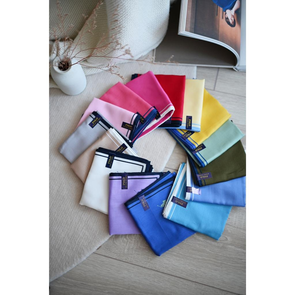 丸丸商店|zakka現貨POLO RALPH LAUREN質感素面日本製手帕方巾純棉日本製日帶回純棉禮物領巾絲巾-細節圖4