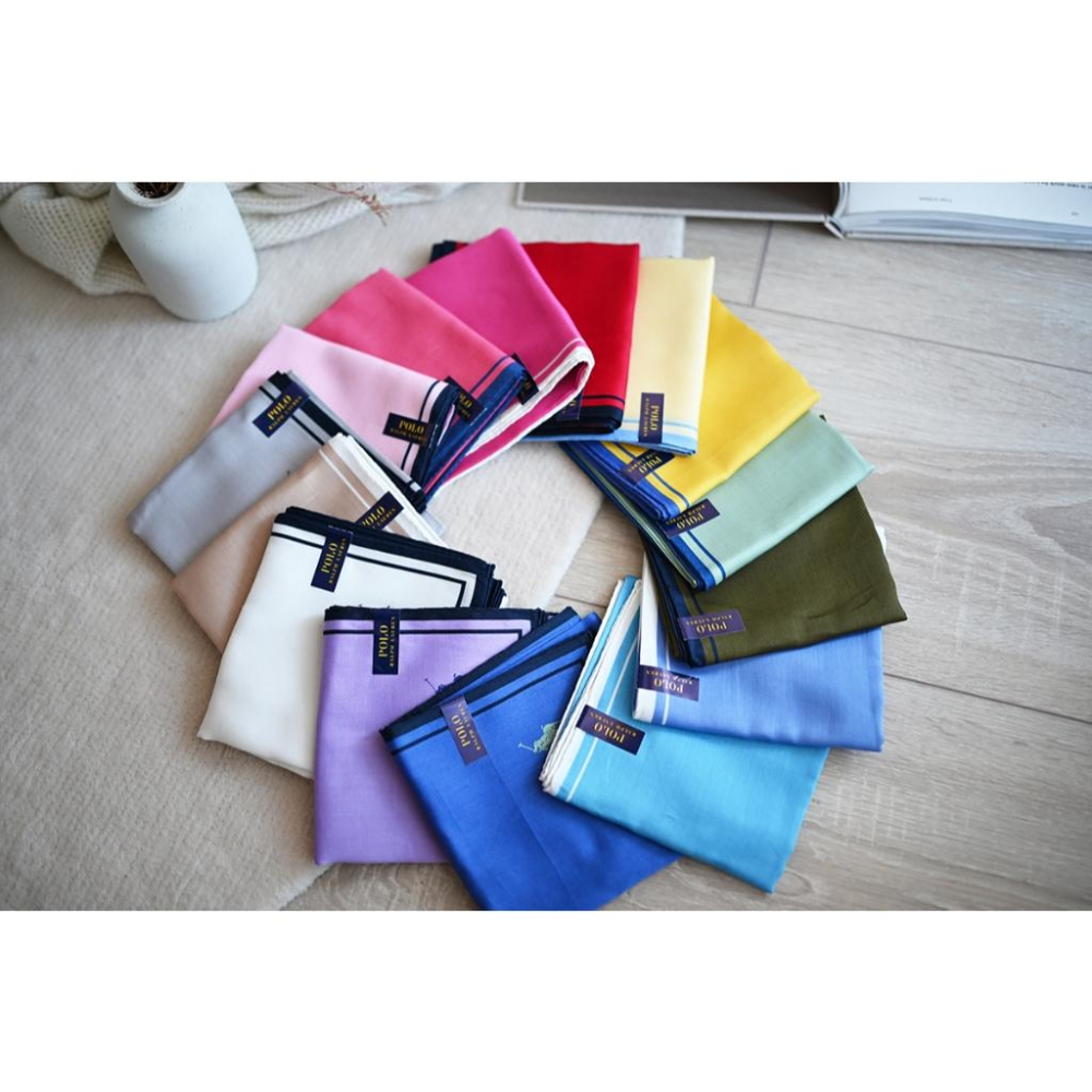 丸丸商店|zakka現貨POLO RALPH LAUREN質感素面日本製手帕方巾純棉日本製日帶回純棉禮物領巾絲巾-細節圖5