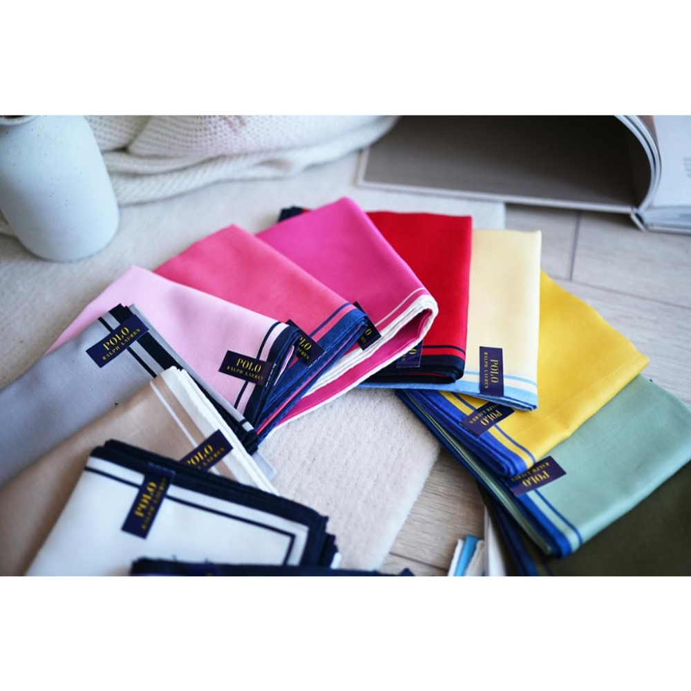 丸丸商店|zakka現貨POLO RALPH LAUREN質感素面日本製手帕方巾純棉日本製日帶回純棉禮物領巾絲巾-細節圖6